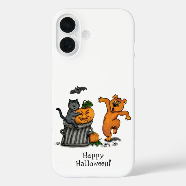 Happy Halloween! Cat Bat Dog and Spider Case-Mate iPhone Case (Back)
