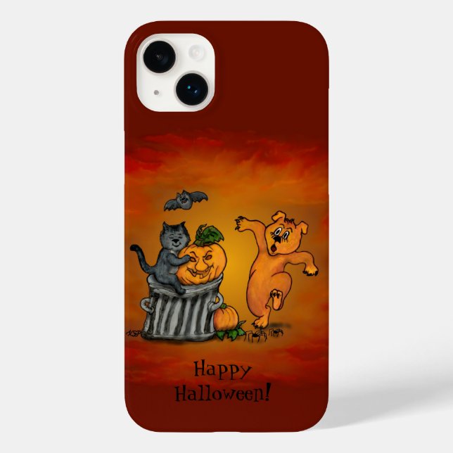 Happy Halloween! Cat Bat Dog and Spider Case-Mate iPhone Case (Back)