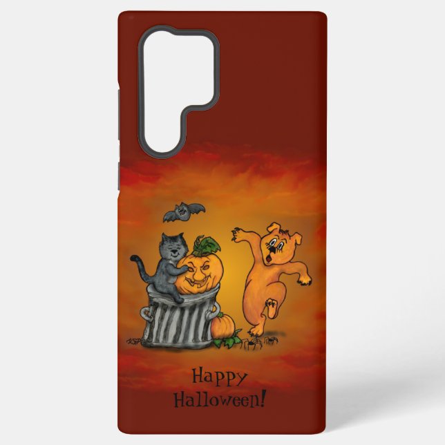 Happy Halloween! Cat Bat Dog and Spider Samsung Galaxy Case (Back)