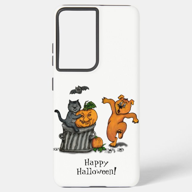 Happy Halloween! Cat Bat Dog and Spider Samsung Galaxy Case (Back)