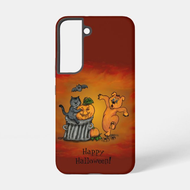 Happy Halloween! Cat Bat Dog and Spider Samsung Galaxy Case (Back)