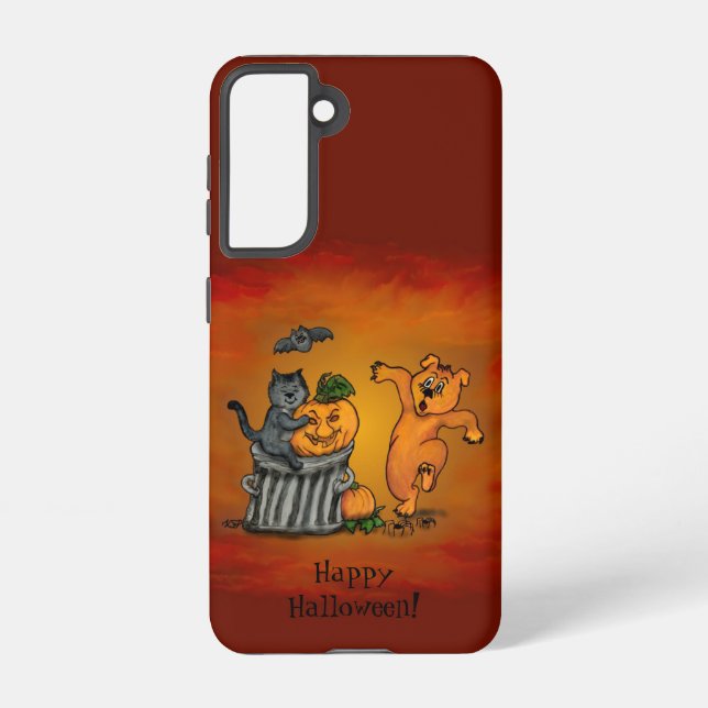Happy Halloween! Cat Bat Dog and Spider Samsung Galaxy Case (Back)