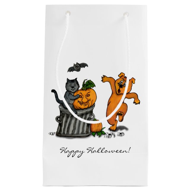 Happy Halloween! Cat Bat Dog and Spider Small Gift Bag (Front)