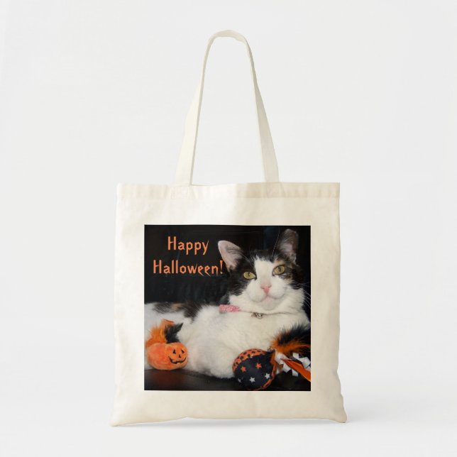 Happy Halloween Cat Calico Kitty Tote Bag (Front)