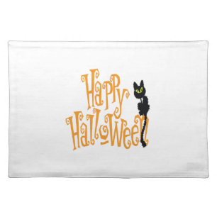 HAPPY HALLOWEEN CAT CLOTH PLACEMAT