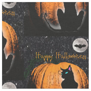 Happy Halloween Cat Fabric