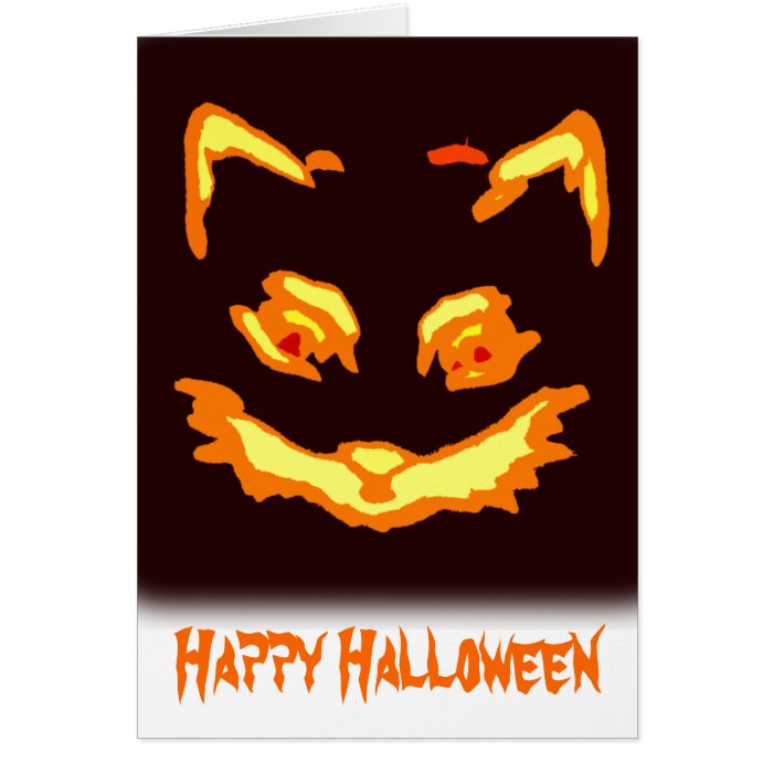 Happy Halloween Cat Face Jack O Lantern Cards