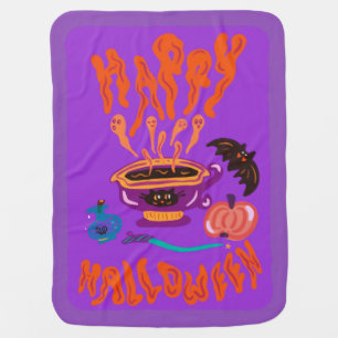 Happy Halloween cat lover witch’s cup of coffee Baby Blanket