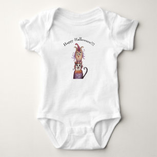 Happy Halloween Cat & Owl Cute Art T-shirt Baby Bodysuit