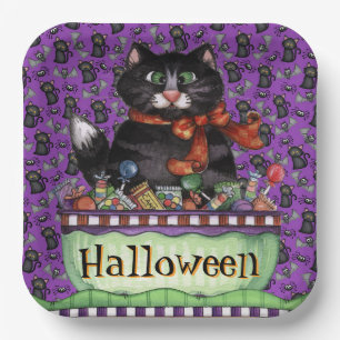 Happy Halloween Cat Paper Plates