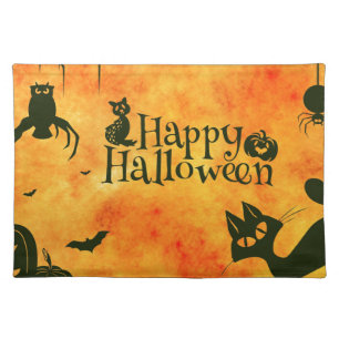 happy halloween cat placemat