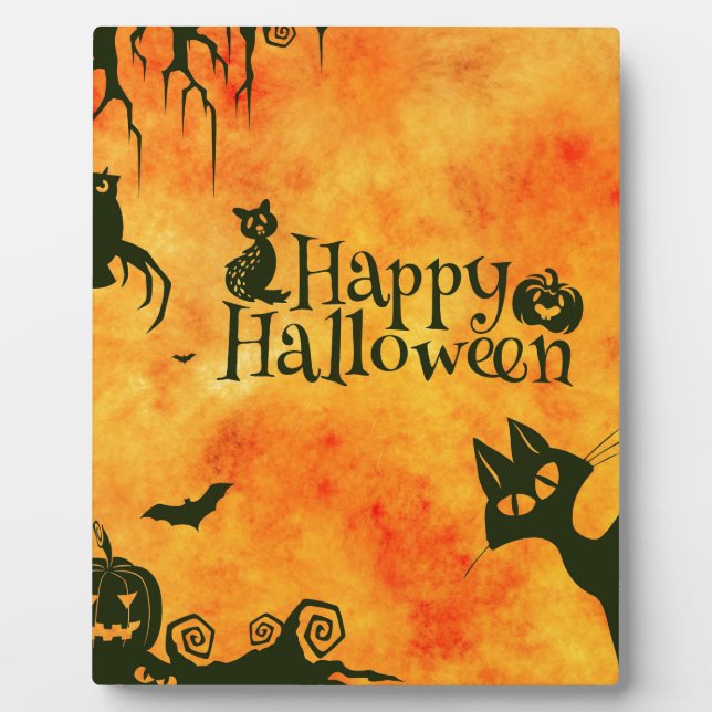 happy halloween cat plaque (Front)