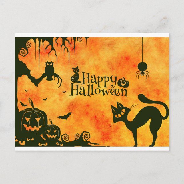 happy halloween cat postcard (Front)