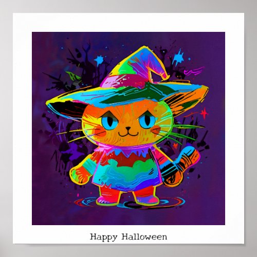 Happy Halloween Cat Poster