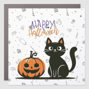 Happy Halloween cat & pumpkin Car Magnet