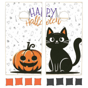 Happy Halloween cat & pumpkin Cornhole Set