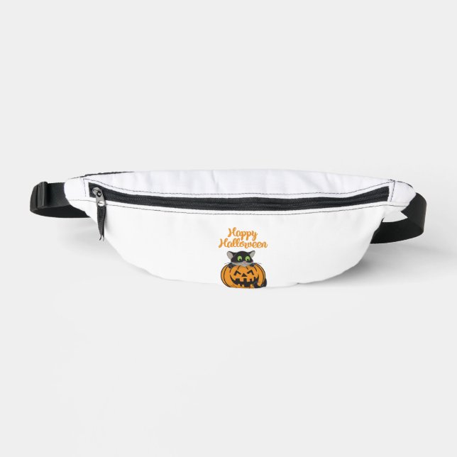 Happy Halloween Cat Pumpkin Fanny Pack (Front)