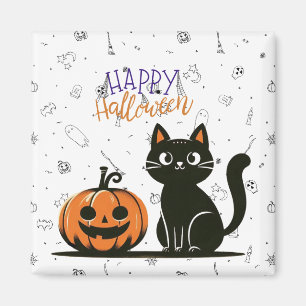 Happy Halloween cat & pumpkin Magnet