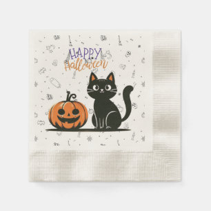 Happy Halloween cat & pumpkin Napkins