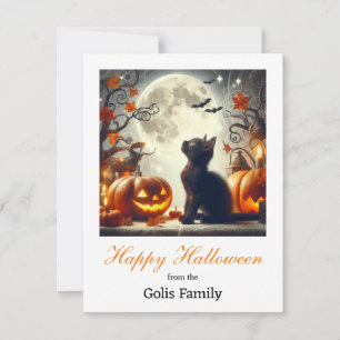 Happy Halloween Cat Pumpkin Note Car Card