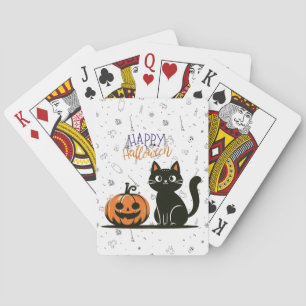Happy Halloween cat & pumpkin Poker Cards