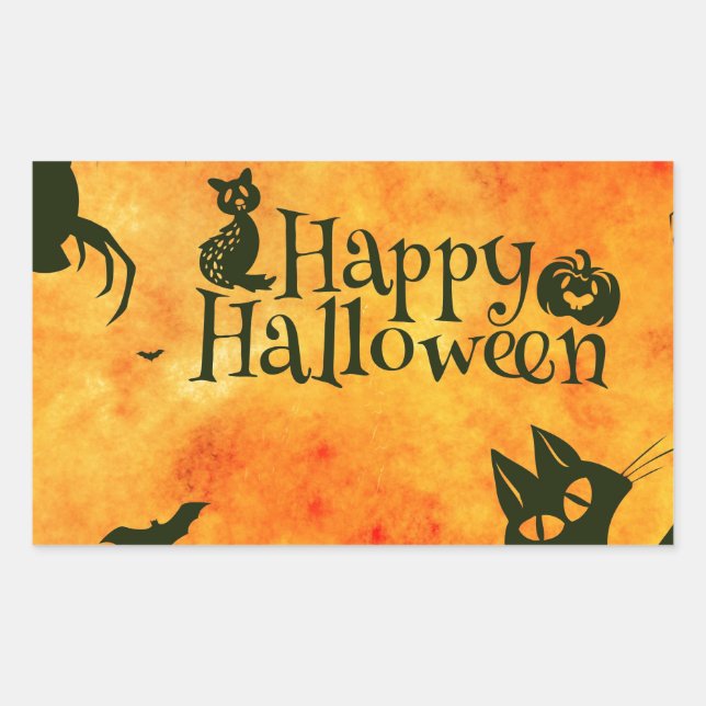 happy halloween cat rectangular sticker (Front)