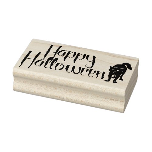 Happy Halloween Cat Rubber Stamp