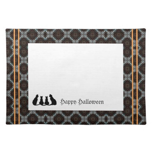 Happy Halloween Cat Silhouette Design Cloth Placemat