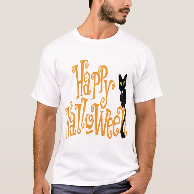 HAPPY HALLOWEEN CAT T-Shirt (Front)