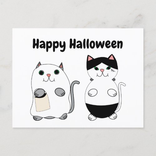 Happy Halloween Cats Ghost Monster Personalize Postcard