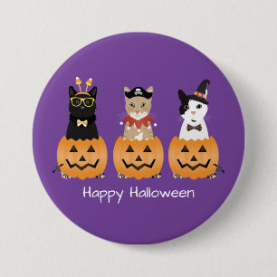 Happy Halloween Cats Jack O Lantern Button