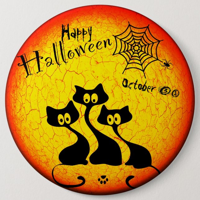 Happy Halloween Cats  Round Button (Front)
