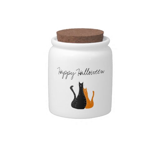 Happy Halloween Cats Typography Cute Black Orange Candy Jar