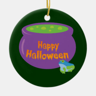 Happy Halloween Cauldron Ceramic Ornament