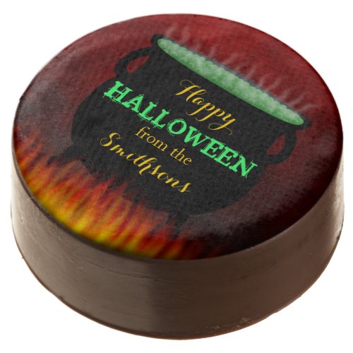 Happy Halloween Cauldron Fire Chocolate Dipped Oreo