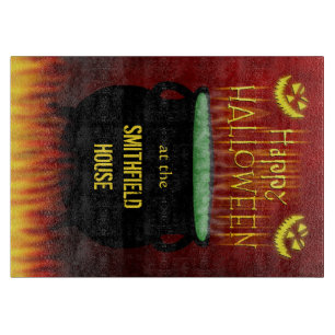 Happy Halloween Cauldron Fire Personalized Cutting Board