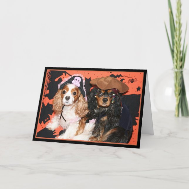 Happy Halloween Cavalier King Charles Spaniel Card (Front)