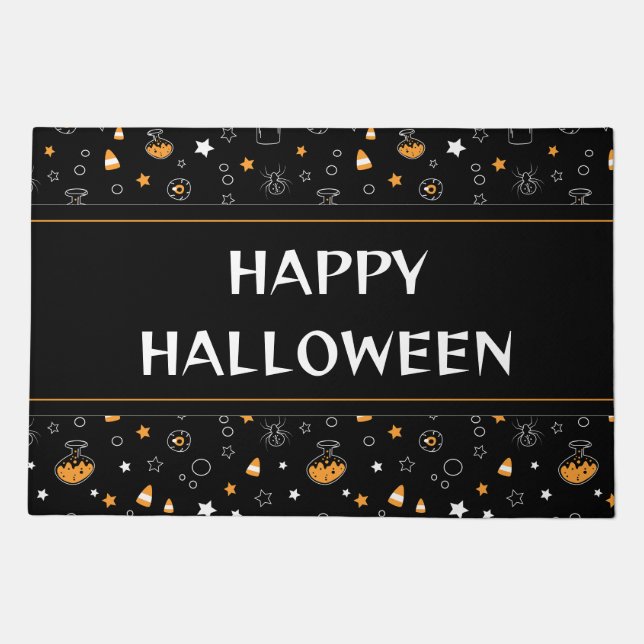happy halloween celestial pattern doormat (Front)