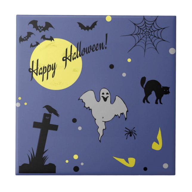 Happy Halloween Ceramic Tile (Front)