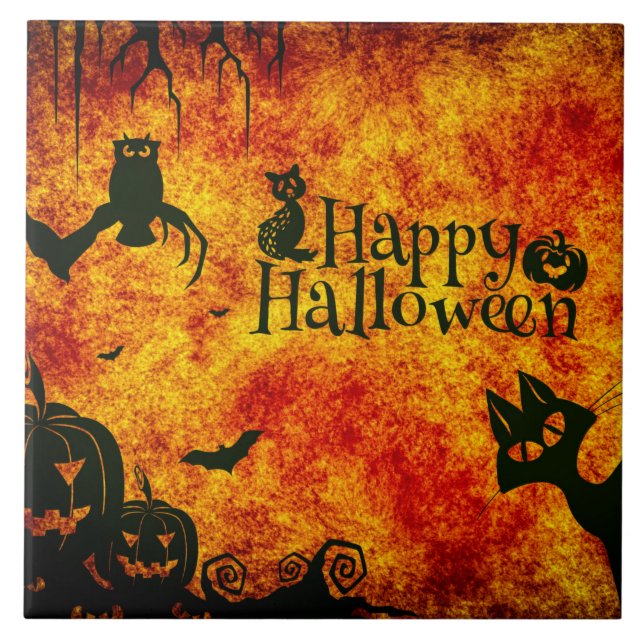 Happy Halloween Ceramic Tile (Front)