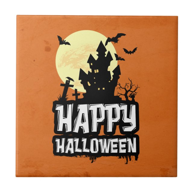 Happy Halloween Ceramic Tile (Front)