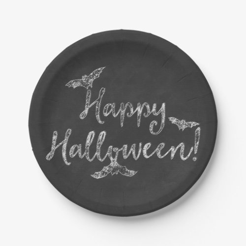 Happy Halloween Chalkboard Chalk Holiday Party Paper Plates