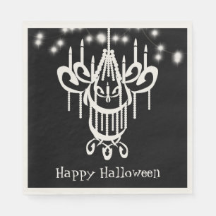 Happy Halloween Chandelier Black and White Napkins