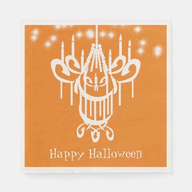 Happy Halloween Chandelier Orange Napkins (Front)