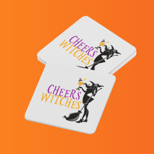 Happy Halloween Cheers Witches Party Square Paper Coaster