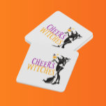 Happy Halloween Cheers Witches Party Square Paper Coaster<br><div class="desc">This design was created through digital art. It may be personalized by clicking the customize button and changing the color, adding a name, initials or your favorite words. Contact me at colorflowcreations@gmail.com if you with to have this design on another product. Purchase my original abstract acrylic painting for sale at...</div>
