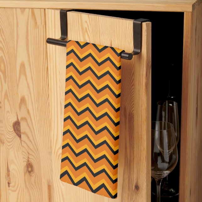 Happy Halloween Chevron Kitchen Towel (Thirds Fold)