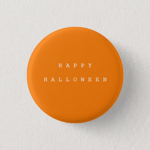 Happy Halloween Chic Orange  White Button