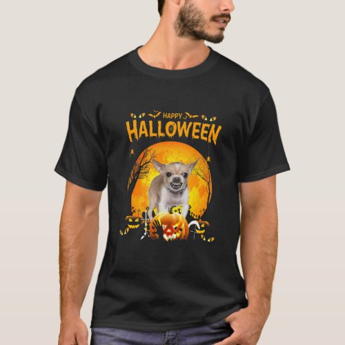 Happy Halloween Chihuahua Dog Pumpkin Costumes T_Shirt
