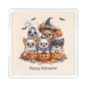 Happy Halloween Chihuahua Dogs Acrylic Tray